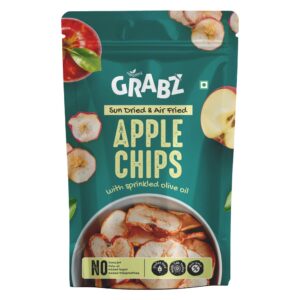 HealthyGrabz Apple Chips pouch on a plain white background
