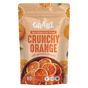 HealthyGrabz Crunchy Orange pouch on a plain white background