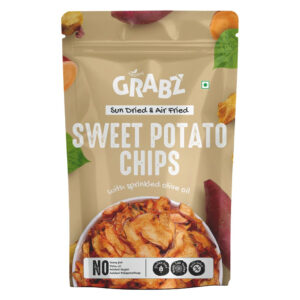HealthyGrabz Sweet Potato Chips pouch on a plain white background