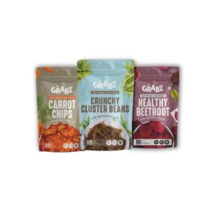 HealthyGrabz Heart Health Combo – Pack of 3 x 20g | Beetroot, Cluster Bean & Carrot Healthy Chips | Fiber-Rich, Air-Cooked, <0.1% Olive Oil | No Preservatives, Guilt-Free Snack