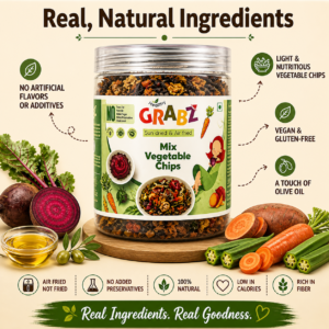 Mix Vegetables Jar Airfried,Zero-Oil– 50Grams/ Healthy alternative to packaged chips