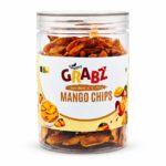 HealthyGrabz Mango Chips Jar on a white background.