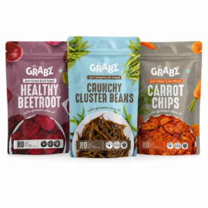 HealthyGrabz 3 Veggie Chips Combo - Pack of 3 x 20g (Beetroot, Cluster Beans, Carrot)