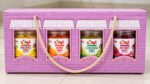 HealthyGrabz Diwali gift hamper - pink festive gift box with 4 chips jars