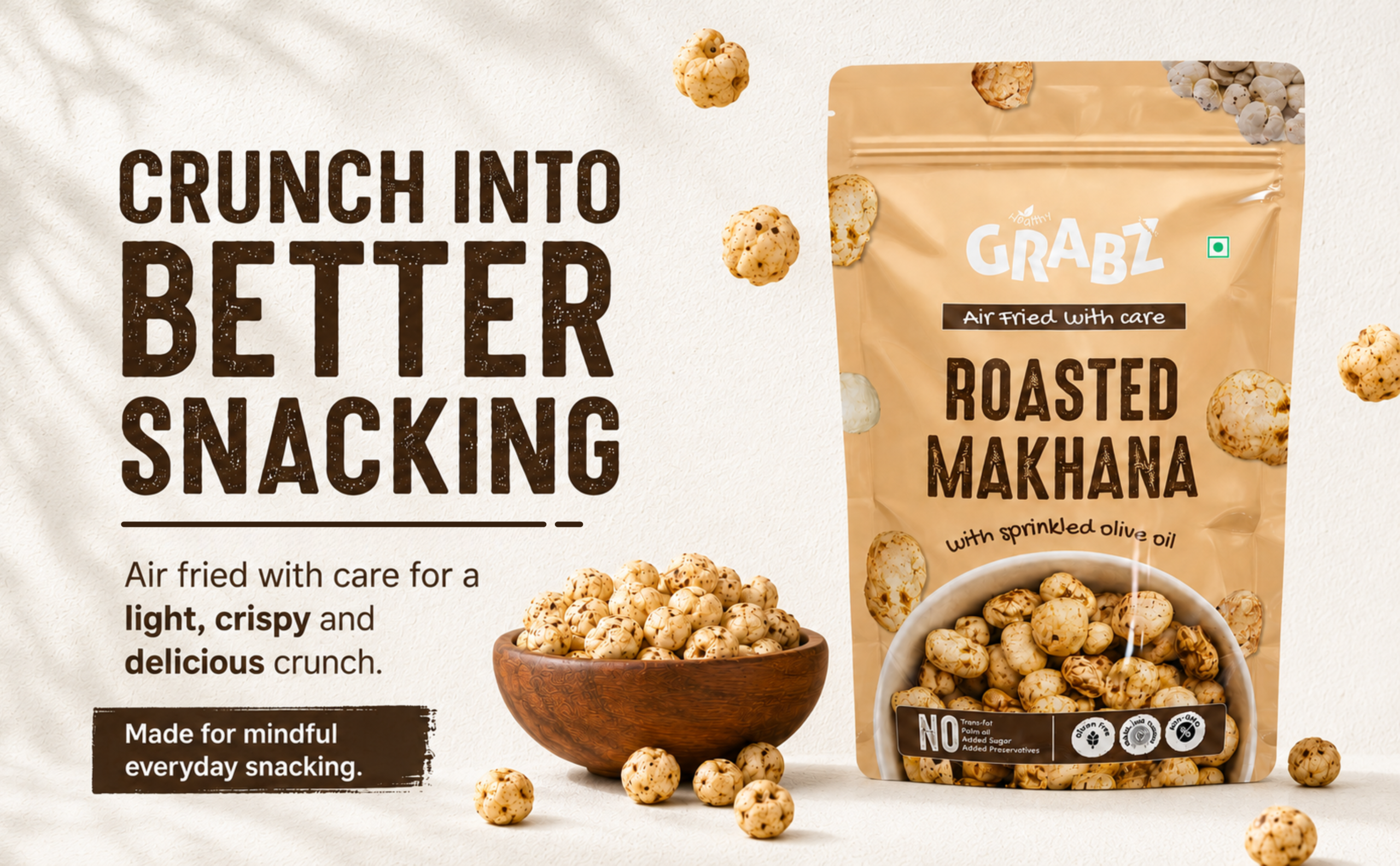 Roasted Makhana peri peri crunchy snack banner