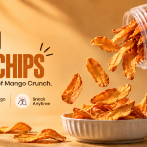 Air fried mango chips - sun dried real mango snack banner