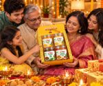 HealthyGrabz Diwali yellow gift bag with 4 jars of chips