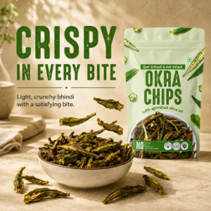 Okra Chips crispy in every bite - crunchy bhindi chips snack banner