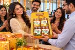 HealthyGrabz Diwali yellow gift bag with 4 jars of chips